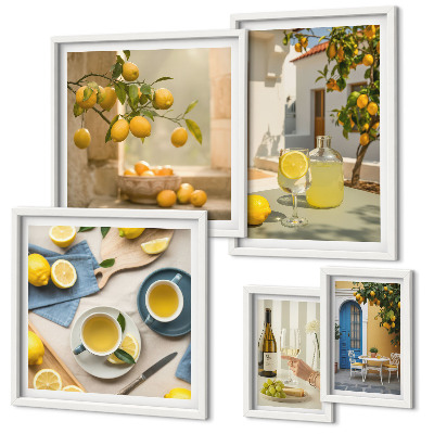 Ensemble de 5 tableaux Citrons rustiques pour la cuisine
