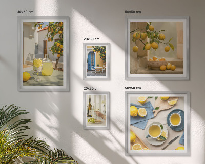 Ensemble de 5 tableaux Citrons rustiques pour la cuisine