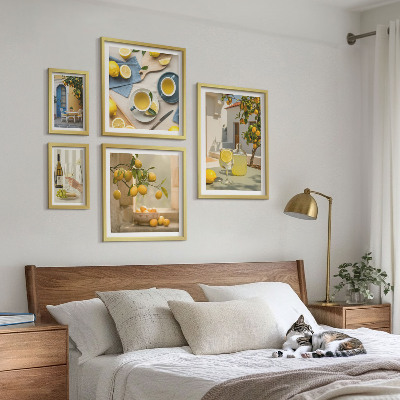 Ensemble de 5 tableaux Citrons rustiques pour la cuisine