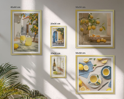 Ensemble de 5 tableaux Citrons rustiques pour la cuisine