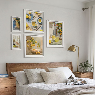 Ensemble de 5 tableaux Citrons rustiques pour la cuisine