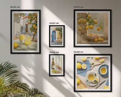 Ensemble de 5 tableaux Citrons rustiques pour la cuisine