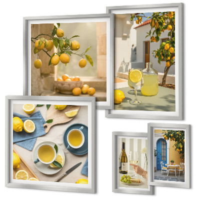 Ensemble de 5 tableaux Citrons rustiques pour la cuisine