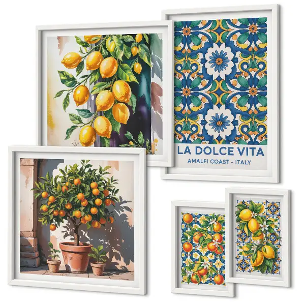 Tableau de décoration murale motifs d'agrumes italiens style Amalfi