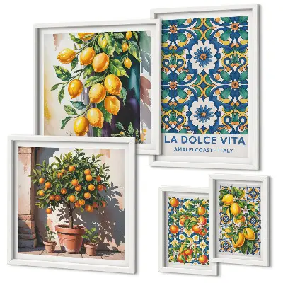 Tableau de décoration murale motifs d'agrumes italiens style Amalfi