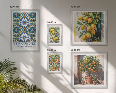 Tableau de décoration murale motifs d'agrumes italiens style Amalfi