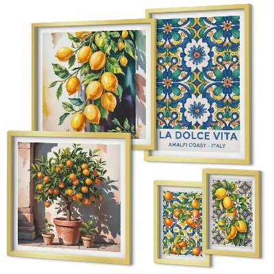Tableau de décoration murale motifs d'agrumes italiens style Amalfi