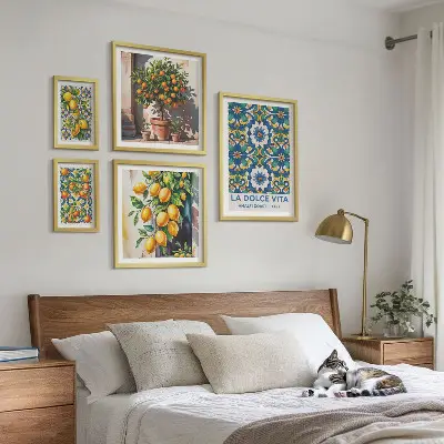 Tableau de décoration murale motifs d'agrumes italiens style Amalfi