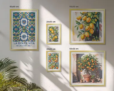 Tableau de décoration murale motifs d'agrumes italiens style Amalfi