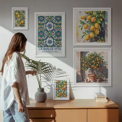 Tableau de décoration murale motifs d'agrumes italiens style Amalfi