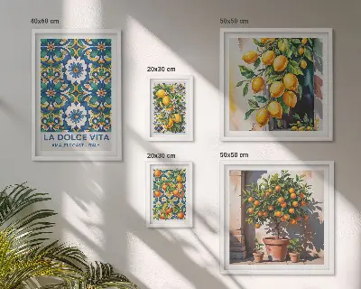 Tableau de décoration murale motifs d'agrumes italiens style Amalfi