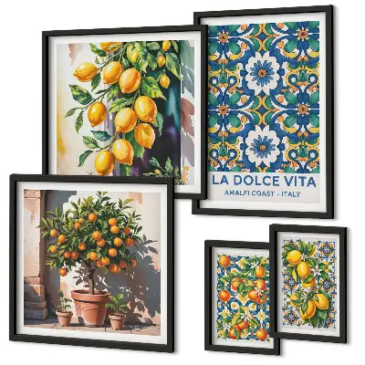 Tableau de décoration murale motifs d'agrumes italiens style Amalfi