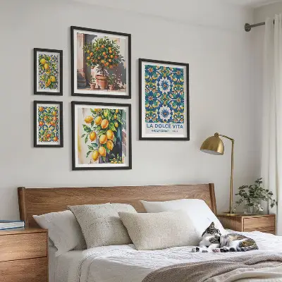 Tableau de décoration murale motifs d'agrumes italiens style Amalfi