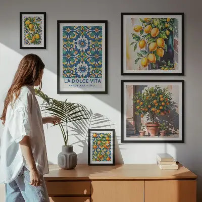 Tableau de décoration murale motifs d'agrumes italiens style Amalfi
