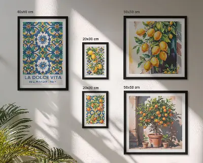Tableau de décoration murale motifs d'agrumes italiens style Amalfi