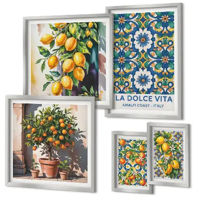 Tableau de décoration murale motifs d'agrumes italiens style Amalfi