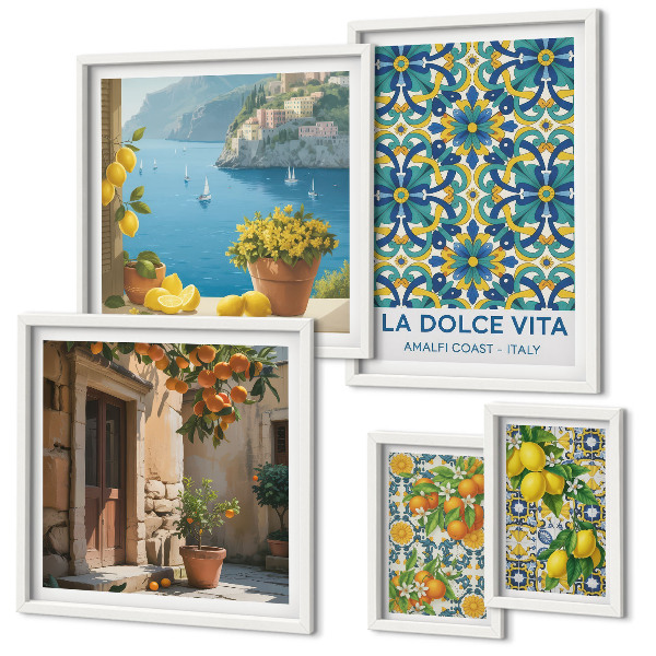 Lot de tableaux encadrés Fleurs d'agrumes italiennes d'Amalfi