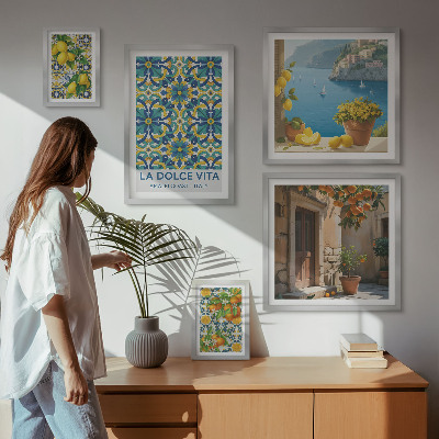 Lot de tableaux encadrés Fleurs d'agrumes italiennes d'Amalfi