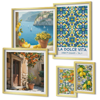 Lot de tableaux encadrés Fleurs d'agrumes italiennes d'Amalfi