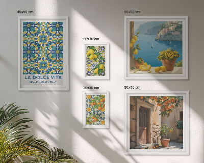 Lot de tableaux encadrés Fleurs d'agrumes italiennes d'Amalfi