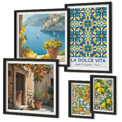 Lot de tableaux encadrés Fleurs d'agrumes italiennes d'Amalfi