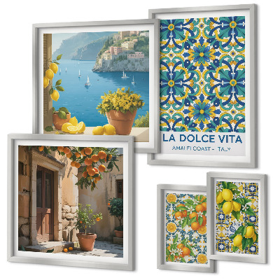 Lot de tableaux encadrés Fleurs d'agrumes italiennes d'Amalfi