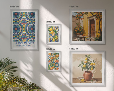 Ensemble de 5 tableaux Agrumes italiens à la méditerranéenne