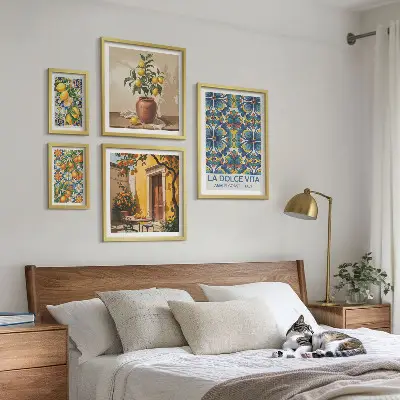 Agrumes italiens à la méditerranéenne ensemble de 5 tableaux