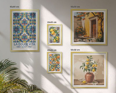 Ensemble de 5 tableaux Agrumes italiens à la méditerranéenne