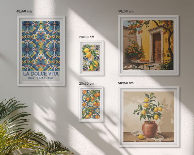 Ensemble de 5 tableaux Agrumes italiens à la méditerranéenne