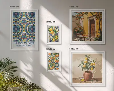 Agrumes italiens à la méditerranéenne ensemble de 5 tableaux