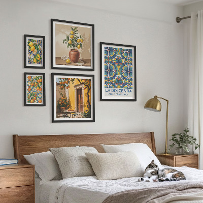 Ensemble de 5 tableaux Agrumes italiens à la méditerranéenne