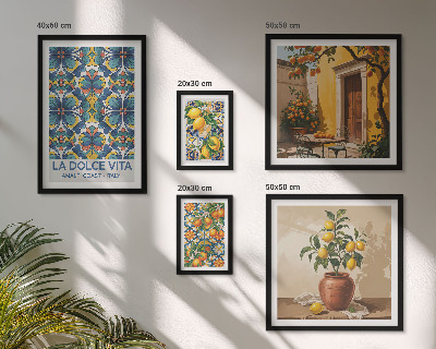 Ensemble de 5 tableaux Agrumes italiens à la méditerranéenne