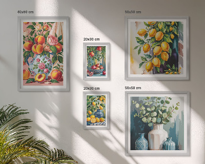Lot de tableaux encadrés Compositions florales fruitées