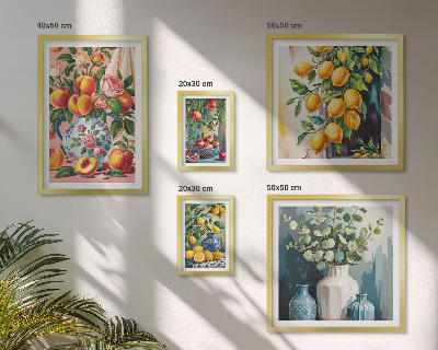 Lot de tableaux encadrés Compositions florales fruitées