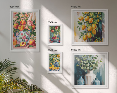Lot de tableaux encadrés Compositions florales fruitées