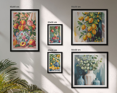 Lot de tableaux encadrés Compositions florales fruitées