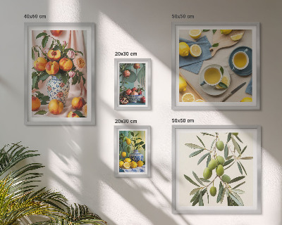 Ensemble de 5 tableaux Décoration rustique aux fruits et aux fleurs