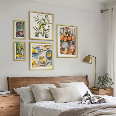 Ensemble de 5 tableaux Décoration rustique aux fruits et aux fleurs