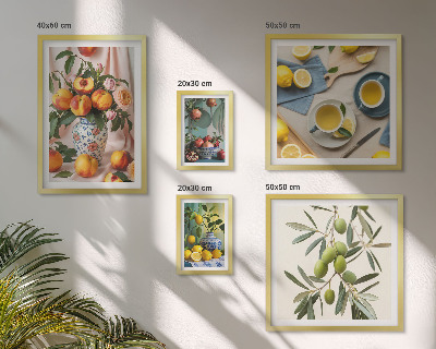 Ensemble de 5 tableaux Décoration rustique aux fruits et aux fleurs