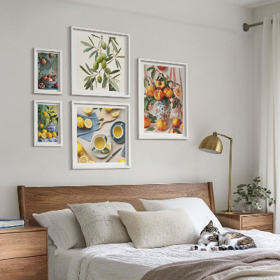 Ensemble de 5 tableaux Décoration rustique aux fruits et aux fleurs