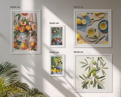 Ensemble de 5 tableaux Décoration rustique aux fruits et aux fleurs