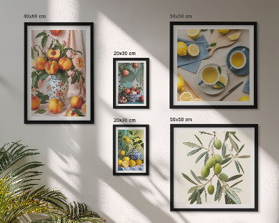 Ensemble de 5 tableaux Décoration rustique aux fruits et aux fleurs
