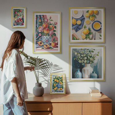 Tableau de décoration murale Compositions florales et fruitées