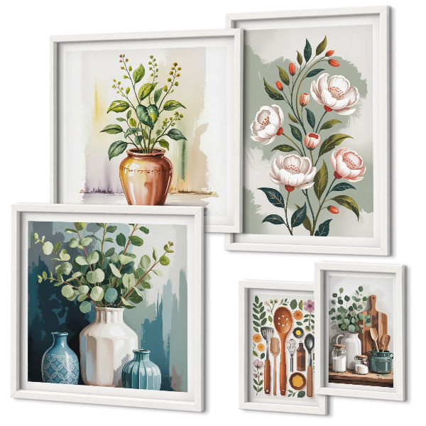 Lot de tableaux encadrés Décorations végétales élégantes pour la cuisine