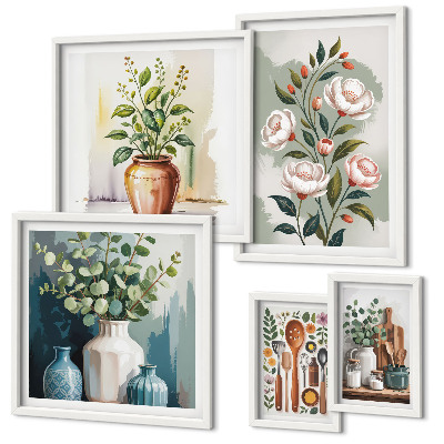 Lot de tableaux encadrés Décorations végétales élégantes pour la cuisine