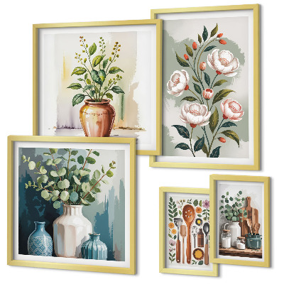 Lot de tableaux encadrés Décorations végétales élégantes pour la cuisine