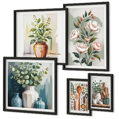 Lot de tableaux encadrés Décorations végétales élégantes pour la cuisine