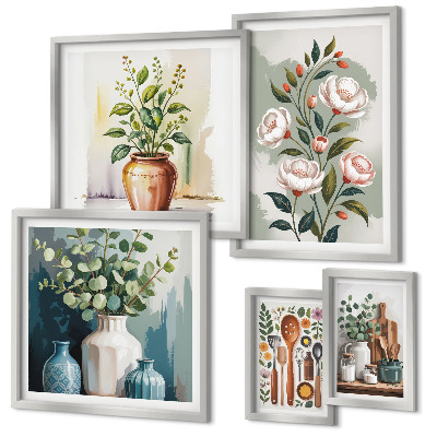 Lot de tableaux encadrés Décorations végétales élégantes pour la cuisine