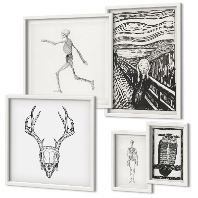 Ensemble de 5 tableaux L'art surréaliste la nature l'homme